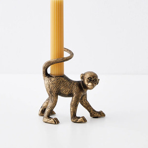 Mac Monkey Resin Candle Holder 13x8cm Gold