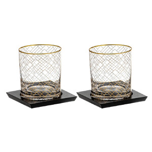 Winston 2pk Whisky Glass + Coaster Set - BULK ITEM