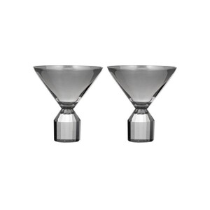 Ava Charcoal 2pk Martini Glass  - BULK ITEM