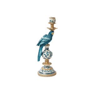 Polly Parrot Resin Candle Holder 9x28cm Blue