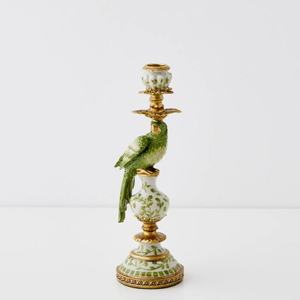 Polly Parrot Resin Candle Holder 9x28cm Green