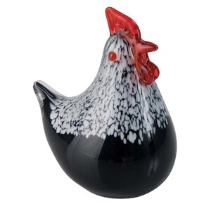 COLOURED GLASS SM CHOOK A - BLACK ORNAMENT - BULK ITEM