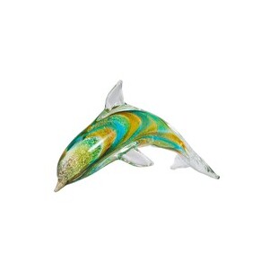 COLOURED GLASS  DOLPHIN  25X14CM - BULK ITEM