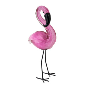 COLOURED GLASS MIN. FLAMINGO STANDING - BULK ITEM