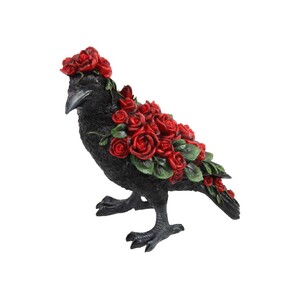 24CM STANDING CROW W/RED ROSE DESIGN - BULK ITEM