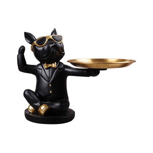 19CM GENTLEMAN DOG W/GOLD TRAY - BULK ITEM