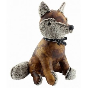 Faux leather sitting fox doorstop