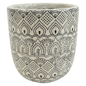 Marrakech Ceramic Pot 17x18cm White/Blk