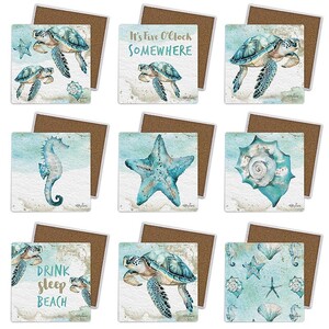 10x10CM COASTAL TURTLE PACK 9 ASS KL