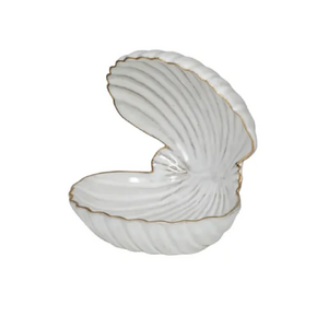 Pearl Cer Oyster Shell Bowl 12x12x11.5cm