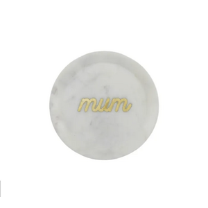 Mum Marble Inlay Trinket 10cm White