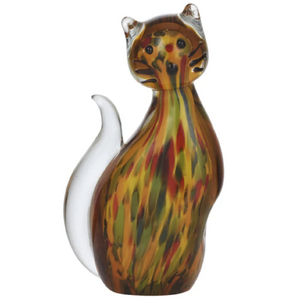 Meow Cat Glass Sculpture 8x5.5x16cm Red