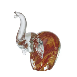 Elephant Glass Sculpture 13x10x15cm