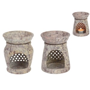 12CM MOROCCAN SOAPSTONE OIL BURNER 2ASS