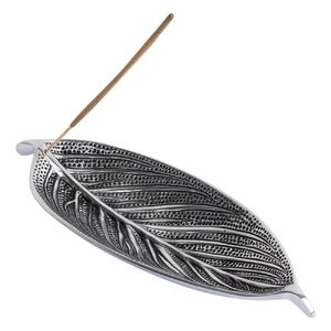 ALUMINIUM INCENSE BURNER - Leaf 8.5x 25cm