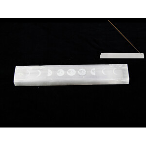 23CM SELENITE INCENSE HOLDER W/MOON DESI