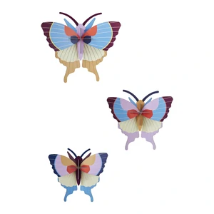 Studio Roof: Wall Art Butterflies (A4) Set Of 3 - Plum Fringe Butterfly