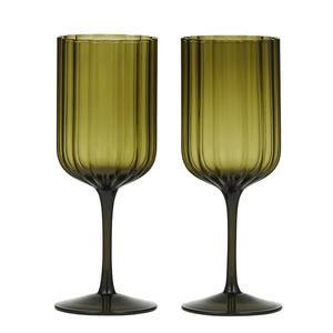 Hazel S/2 Wine Glass 7.5x20.5cm Olive