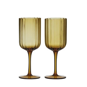 Hazel S/2 Wine Glass 7.5x20.5cm Amber