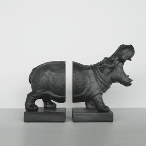 Hippo Bookend Set - Black - BULK ITEM