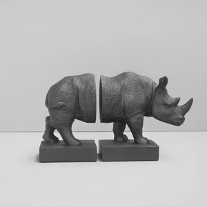 Rhino Bookend Set - Black - BULK ITEM