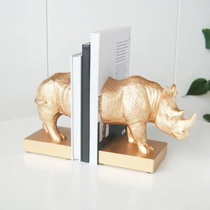 Rhino Bookend Set - Gold - BULK ITEM